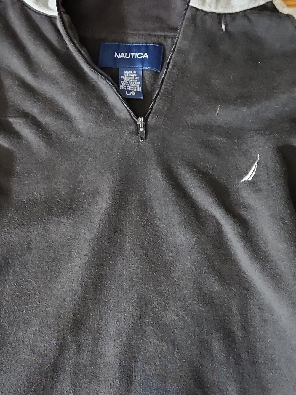 Nautica Black Quarter-Zip Pullover with White Sail Logo